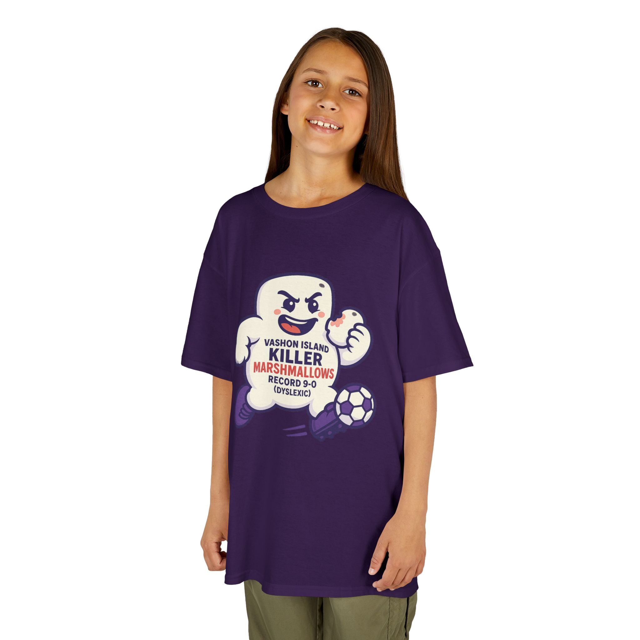Kids Tee — 'Marshmallow Killer' Soccer Graphic