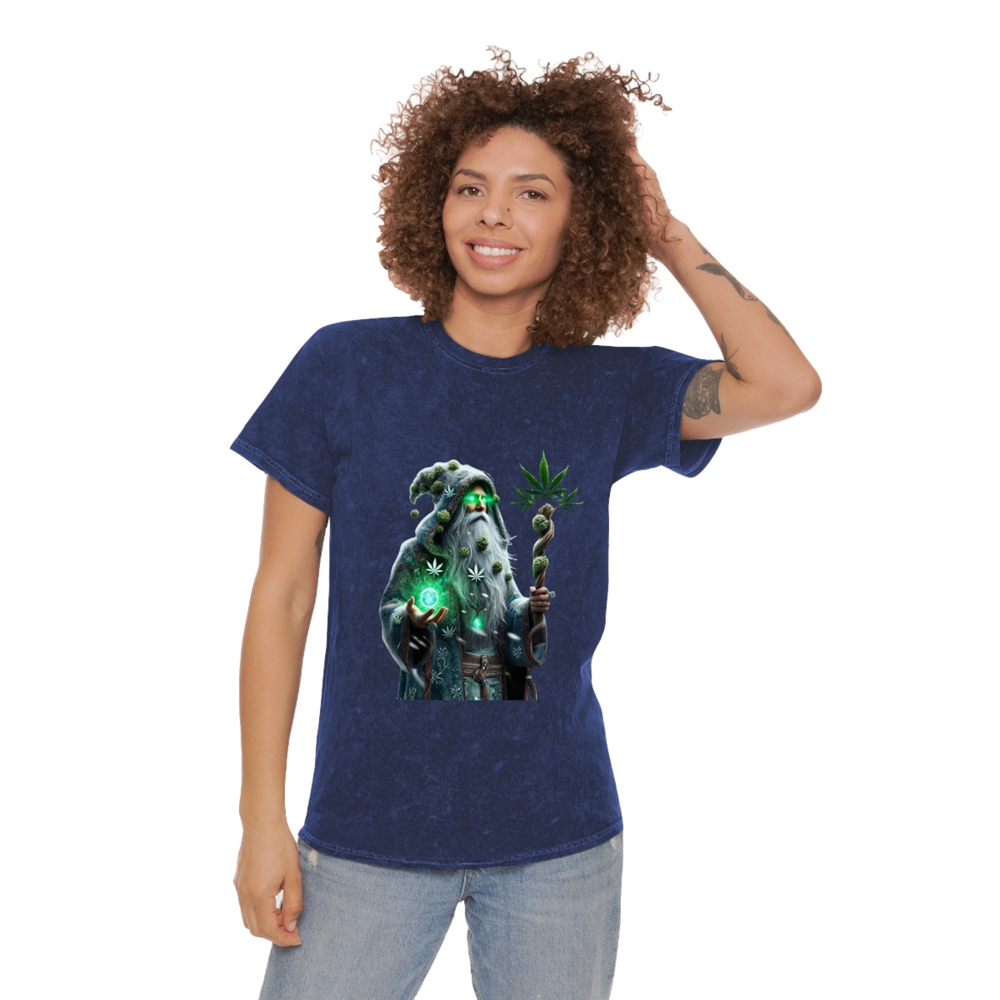 Wizard Holding Cannabis Staff Mineral Wash T-Shirt