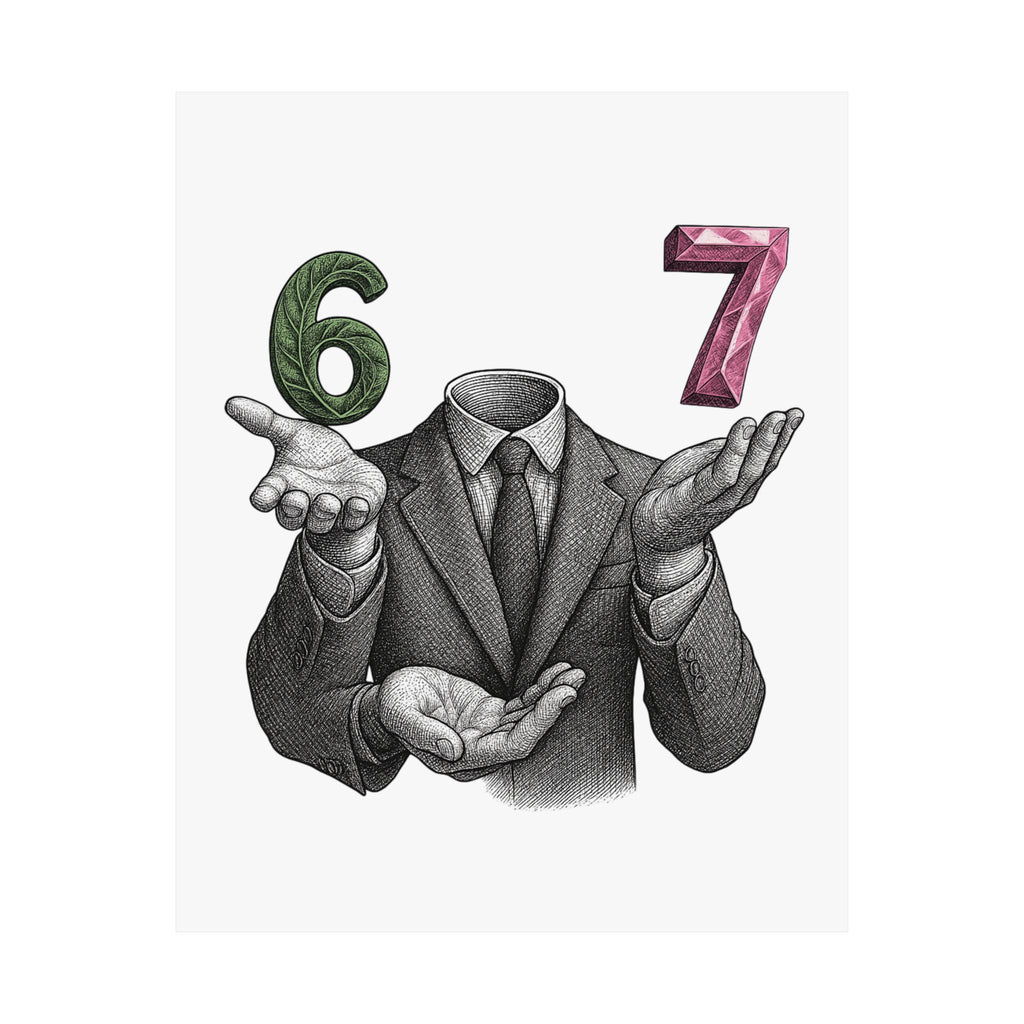 Stylish Matte Vertical Poster: Headless Suit with Numbers 6 & 7