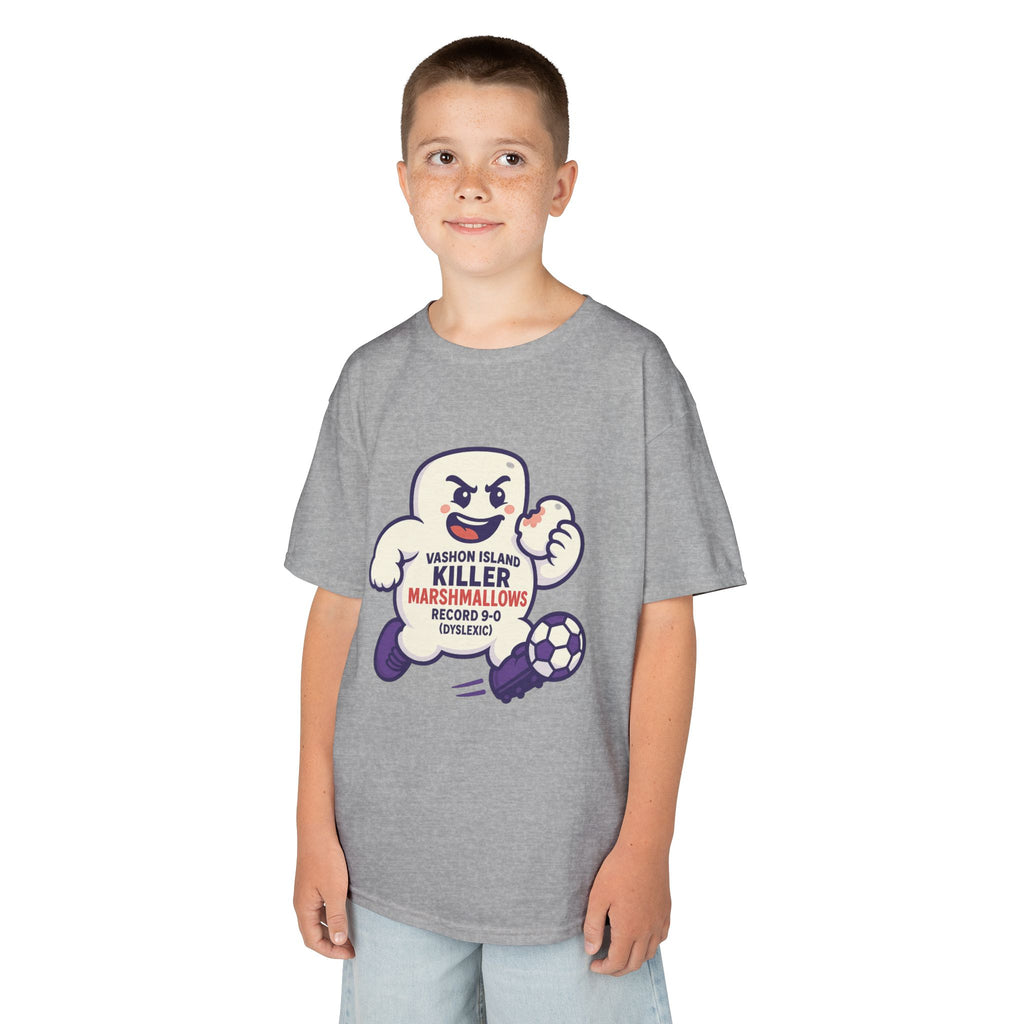 Kids Tee — 'Marshmallow Killer' Soccer Graphic