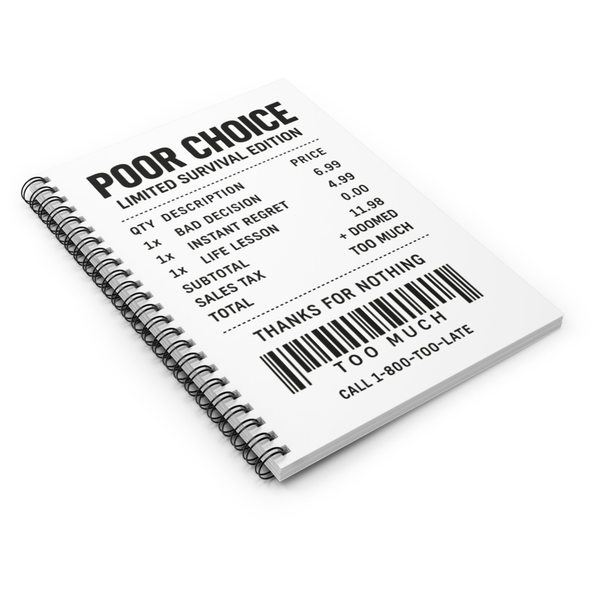 Poor Choice Receipt Notebook
