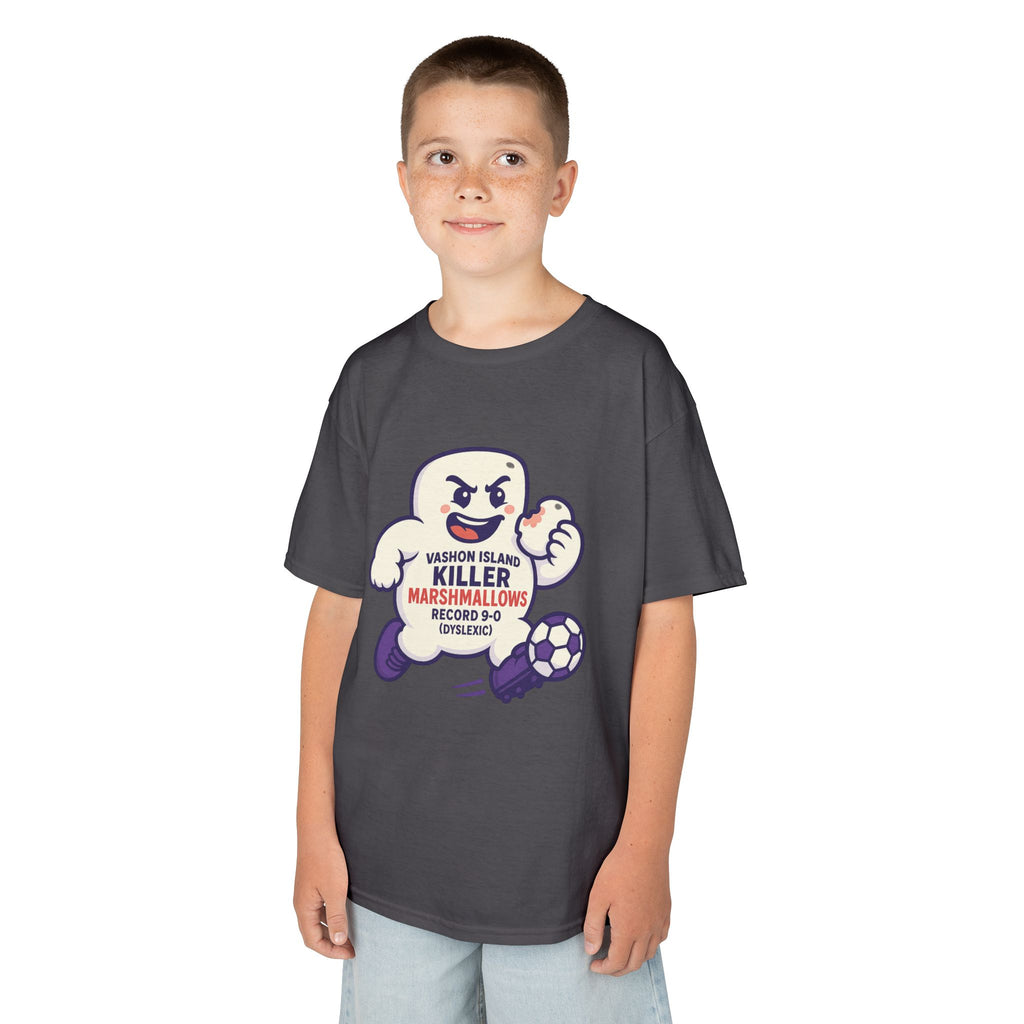 Kids Tee — 'Marshmallow Killer' Soccer Graphic