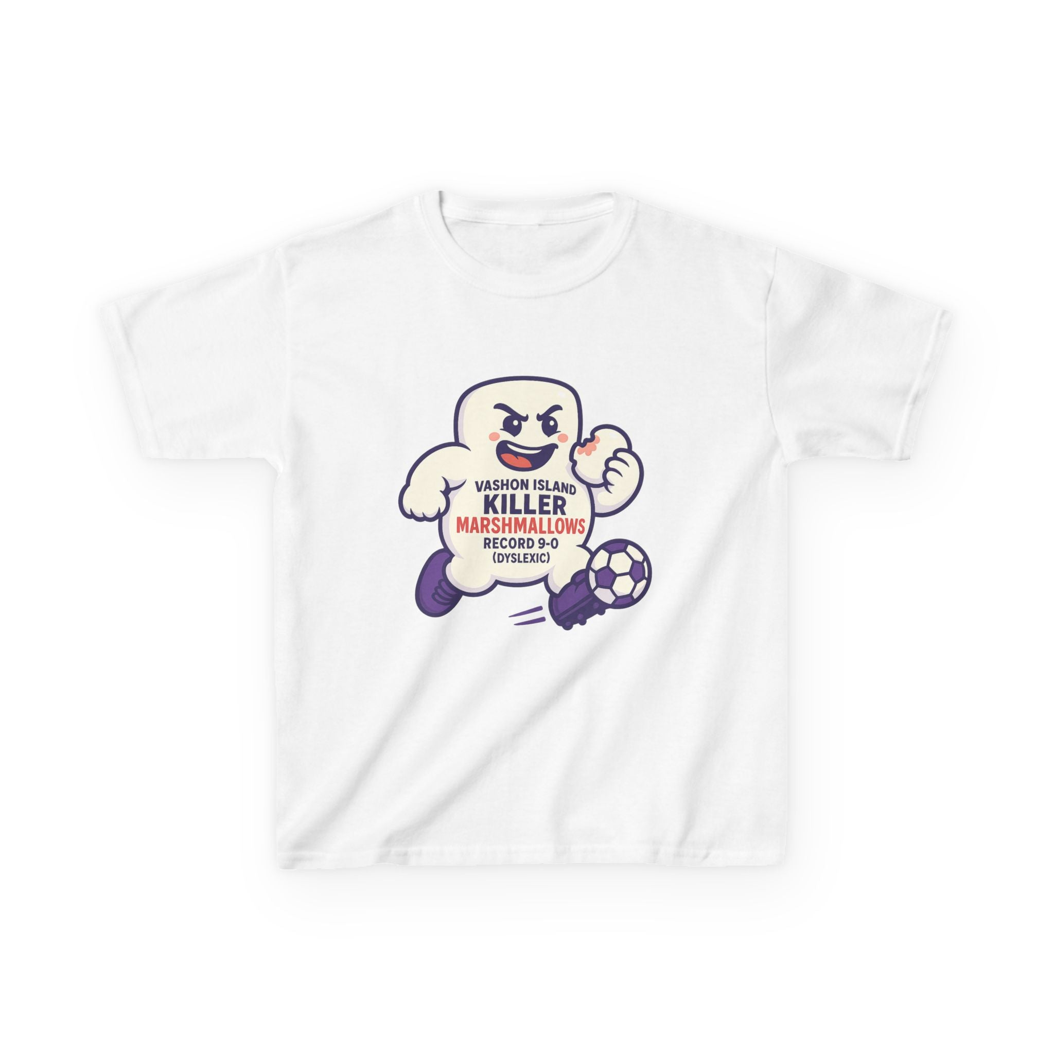 Kids Tee — 'Marshmallow Killer' Soccer Graphic