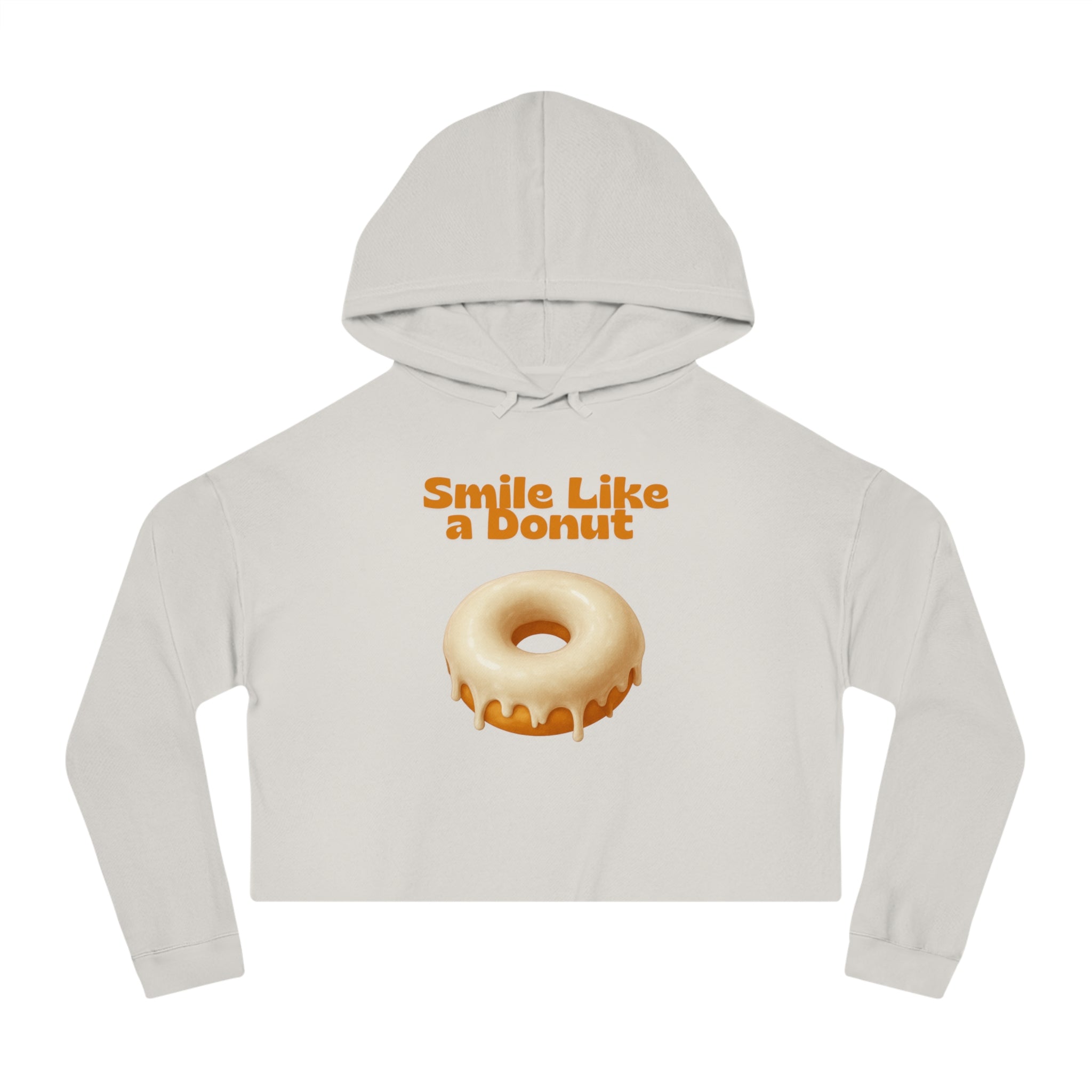 Cropped Hoodie “Smile Like a Donut” — Cute Donut Graphic Women’s Crop Hooded Sweatshirt