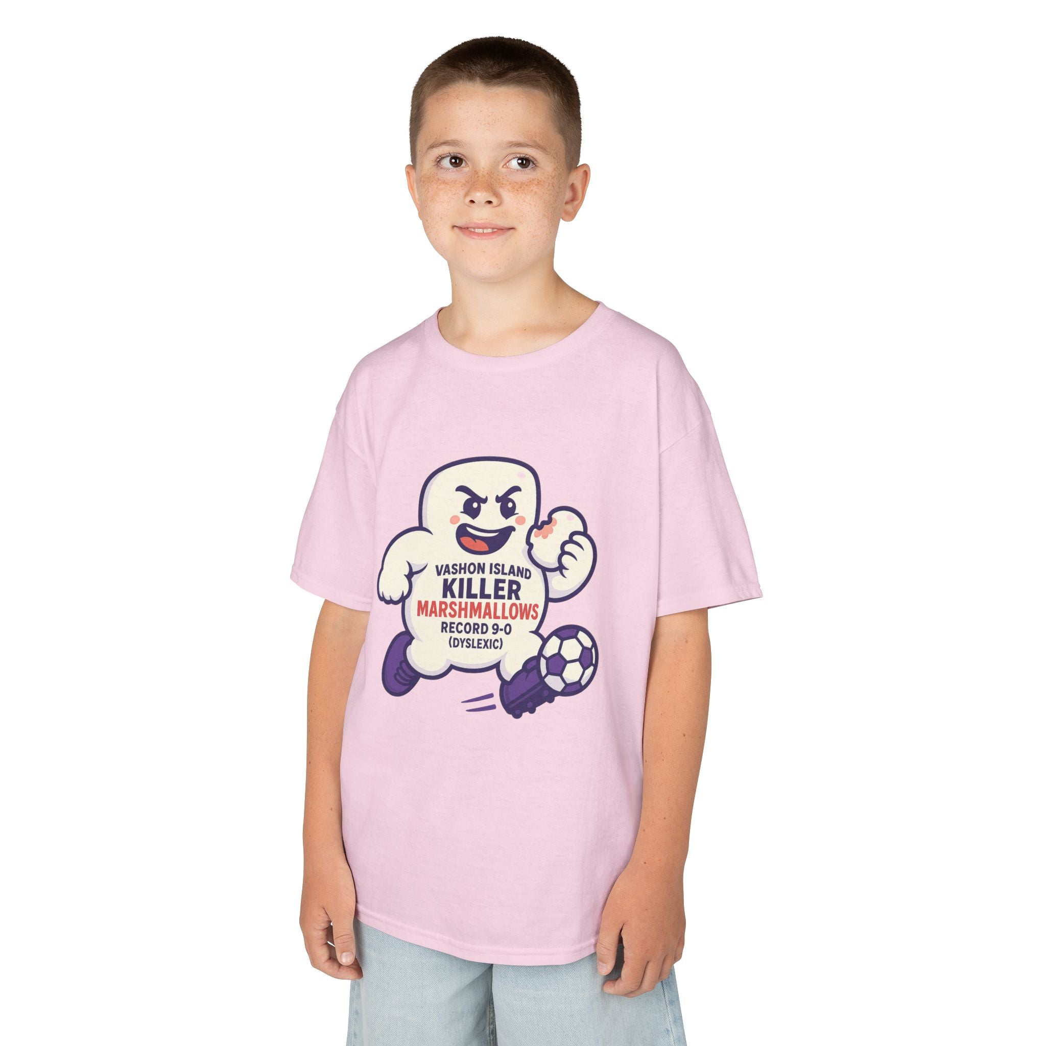 Kids Tee — 'Marshmallow Killer' Soccer Graphic
