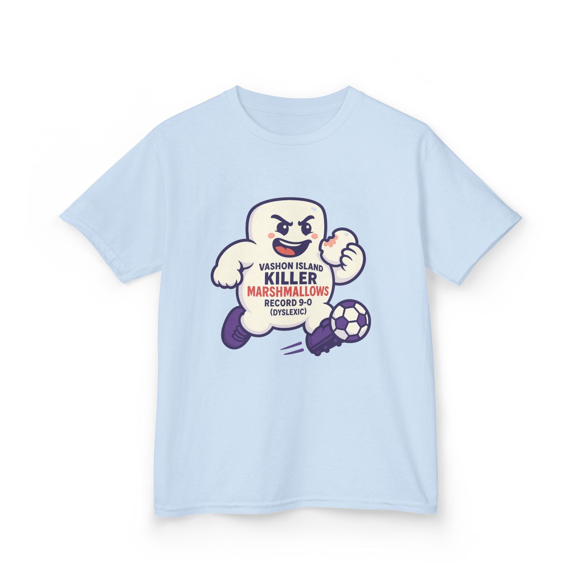 Kids Tee — 'Marshmallow Killer' Soccer Graphic