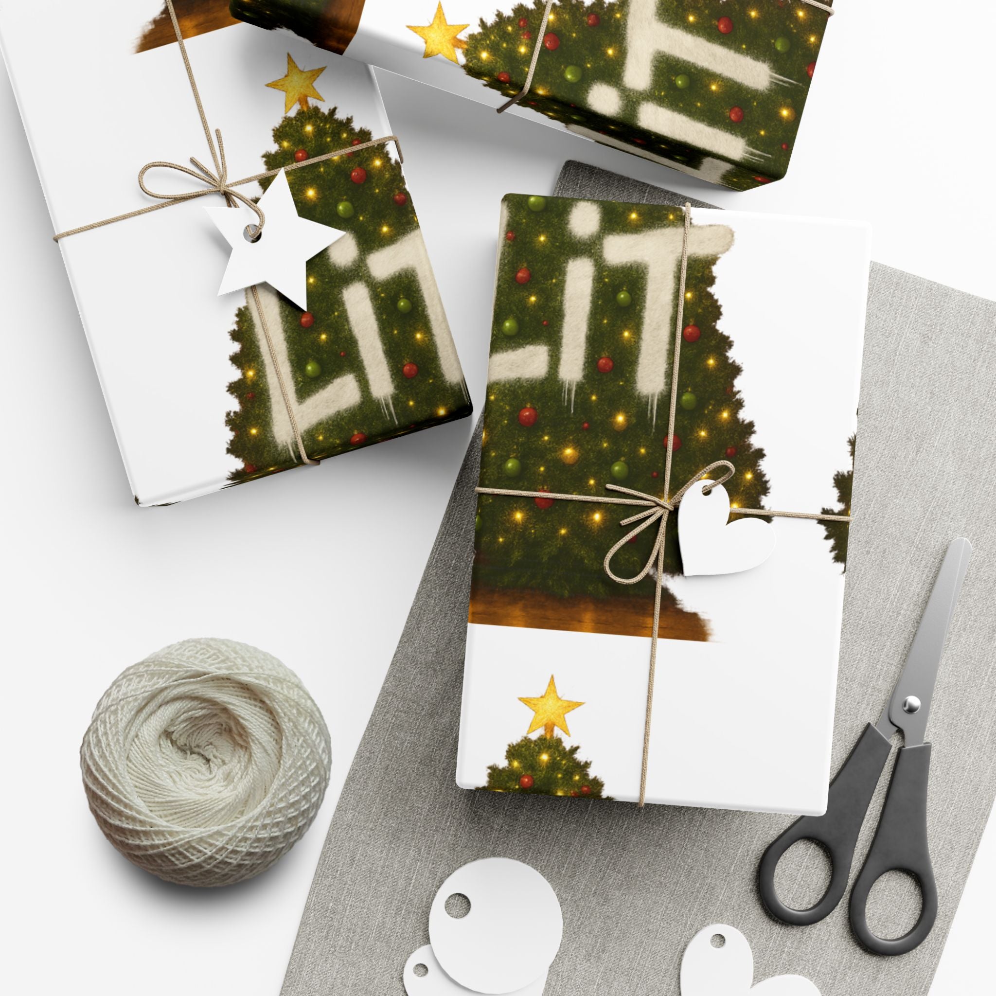 Gift Wrap Paper — Festive Christmas Tree Pattern Wrapping Sheets